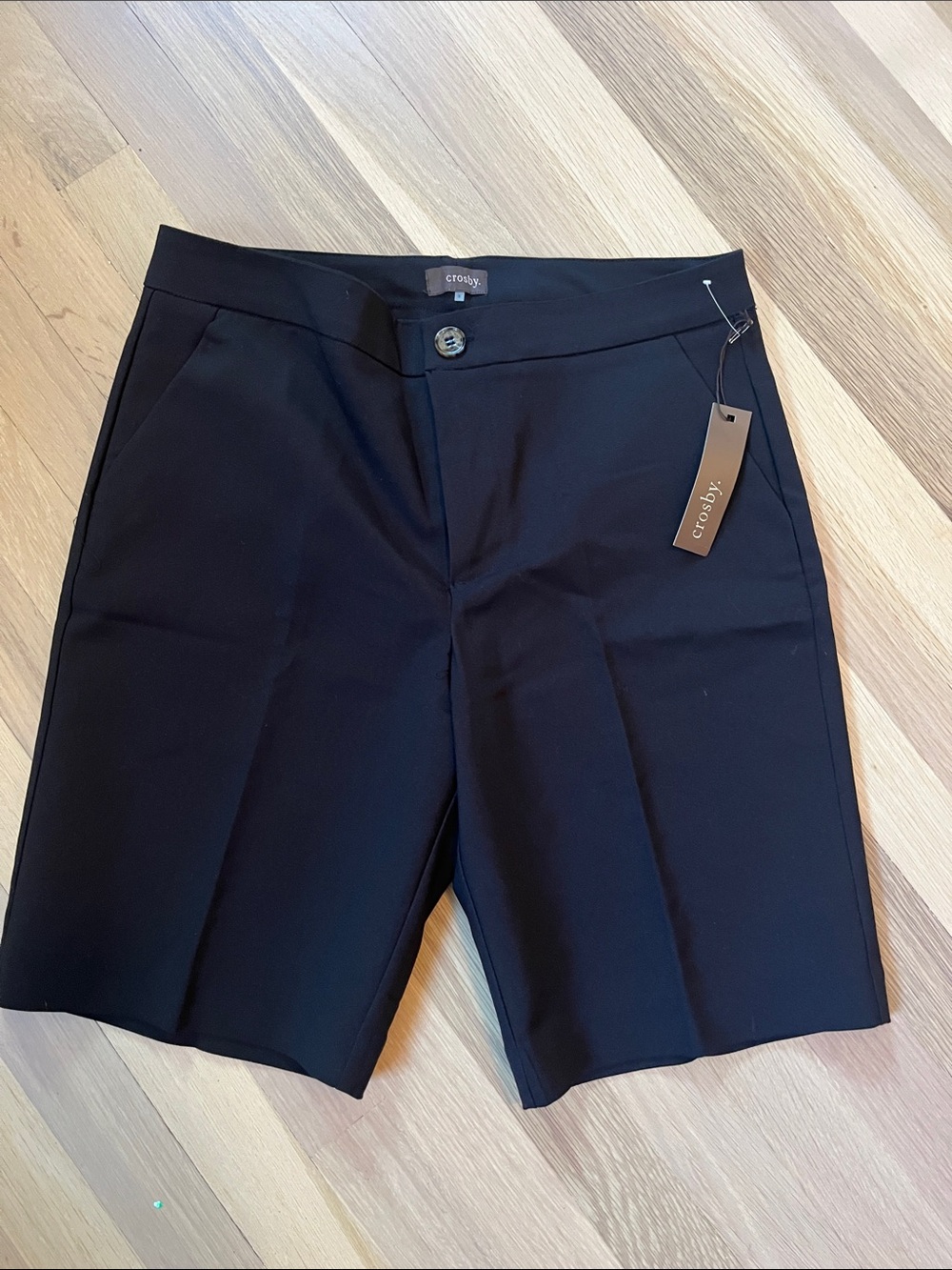 crosby Black Mid-Length Tailored Shorts